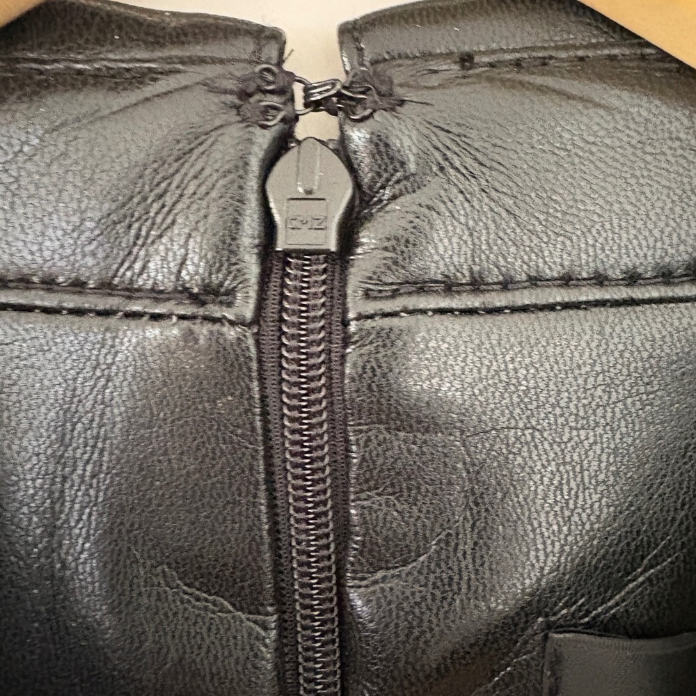 Donna Karan New York Womens Faux Leather Wide Leg Jumpsuit Black Size 10 Classic - Picture 7 of 13